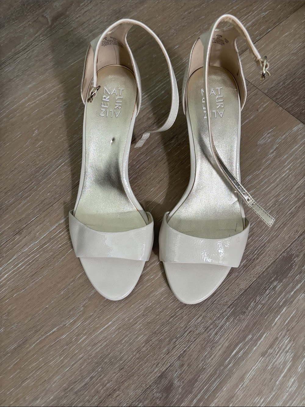 Naturalizer Patent Ivory Open-Toe Ankle-Strap Heels new